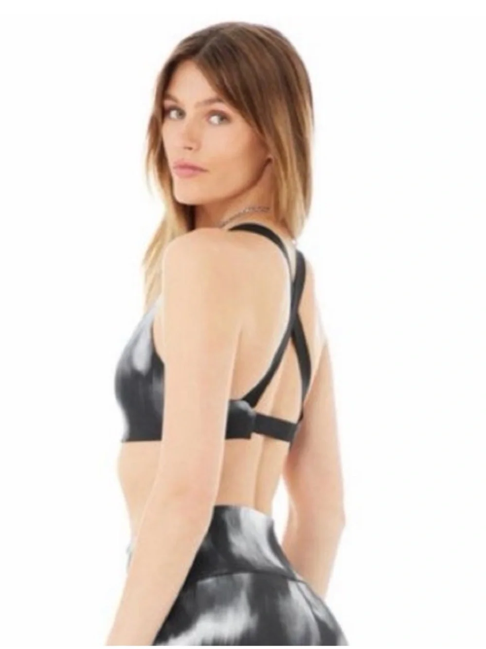 Alo Yoga Set - Vapor Aurora Take Charge Bra and Matching High Waist Shorts